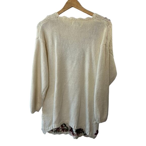 Vintage Kimberly Hope White & Pink Floral Knit Grandma Sweater Women's Large - Picture 9 of 11